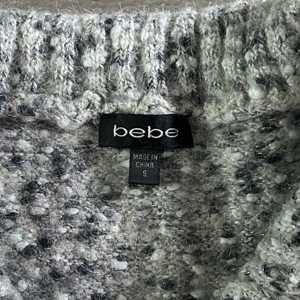 Bebe Cropped Knit Sweater Vest Gray Speckled Open Front Women's Size Small - Picture 5 of 11